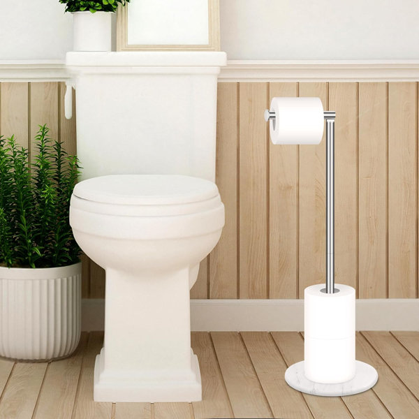 IMPIAR Toilet Paper Holder Stand with Marble Base Free Standing Natural